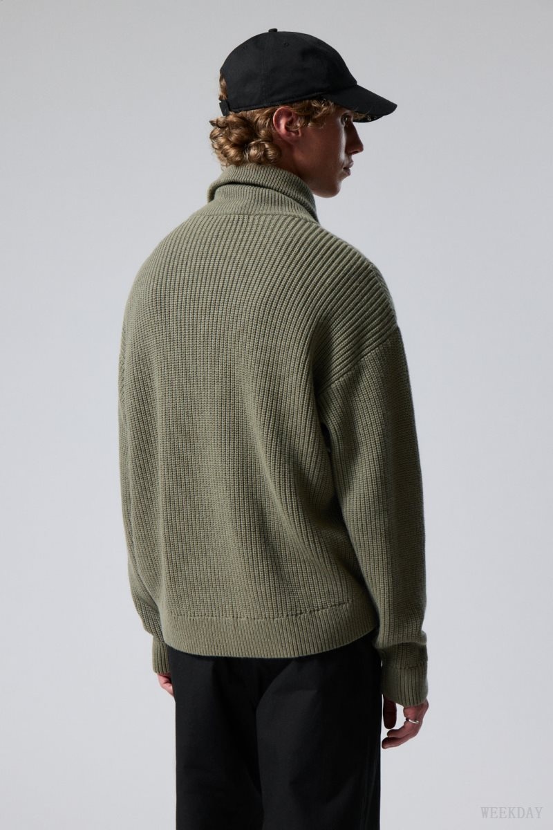 Weekday Harry ウール Blend Sweater カーキ | BMIF6499