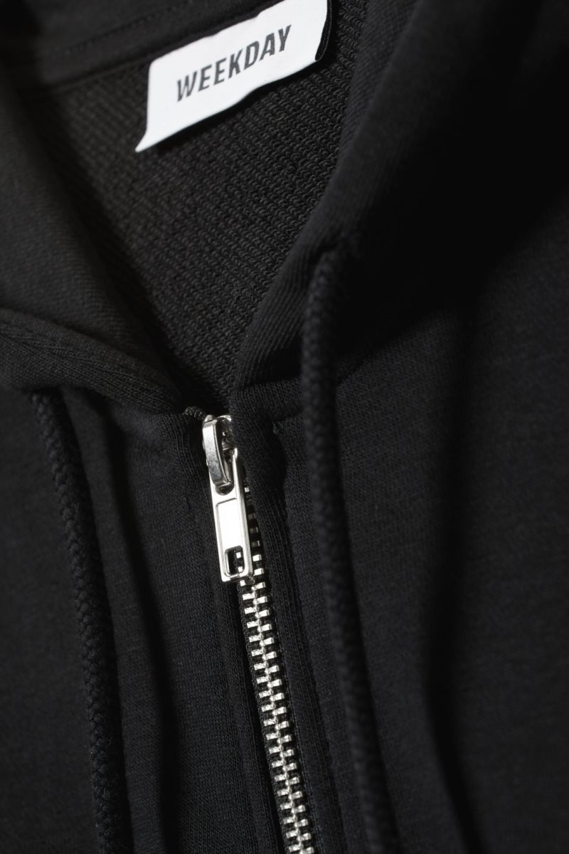 Weekday High Rib Mini Zip Hoodie 黒 | HNYG9719