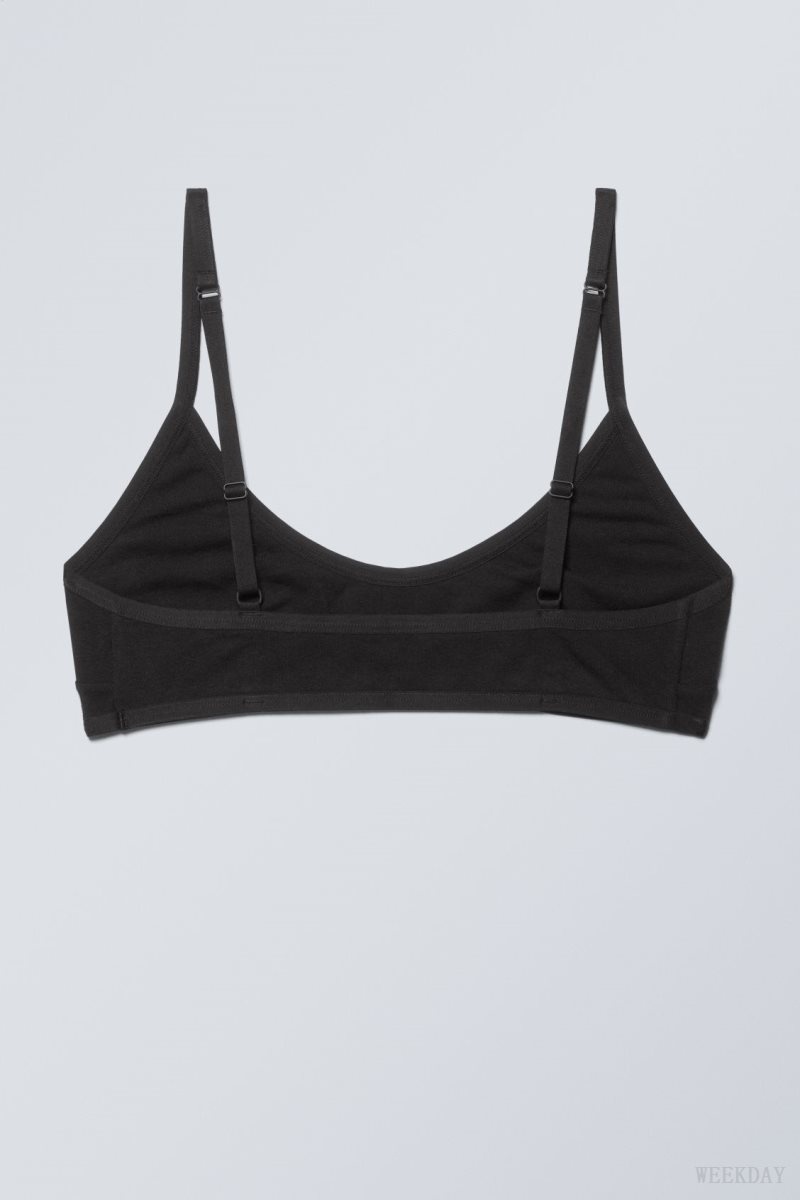 Weekday Inez Scooped Cotton Bralette Bralette 黒 | SGID3864