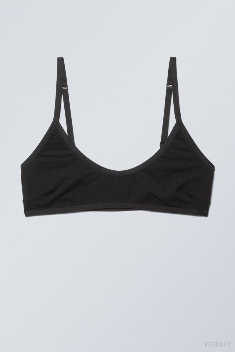 Weekday Inez Scooped Cotton Bralette Bralette 黒 | SGID3864