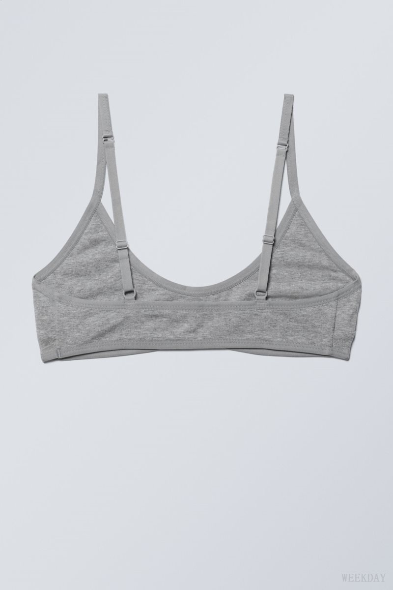 Weekday Inez Scooped Cotton Bralette Bralette グレー | JTRD7532