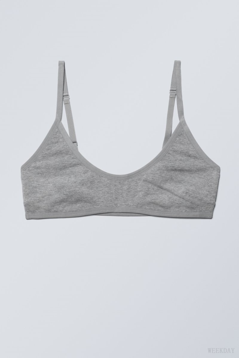 Weekday Inez Scooped Cotton Bralette Bralette グレー | JTRD7532