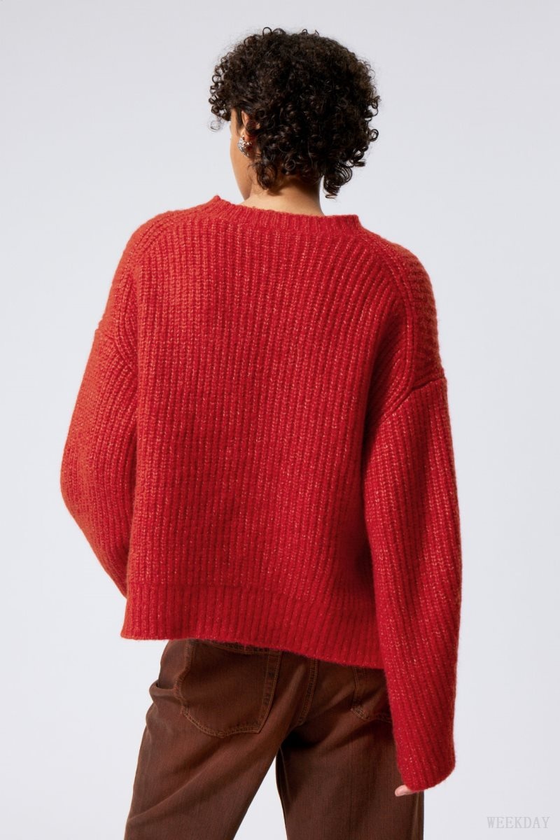 Weekday Ivy Knit Sweater 赤 | QYCD8829