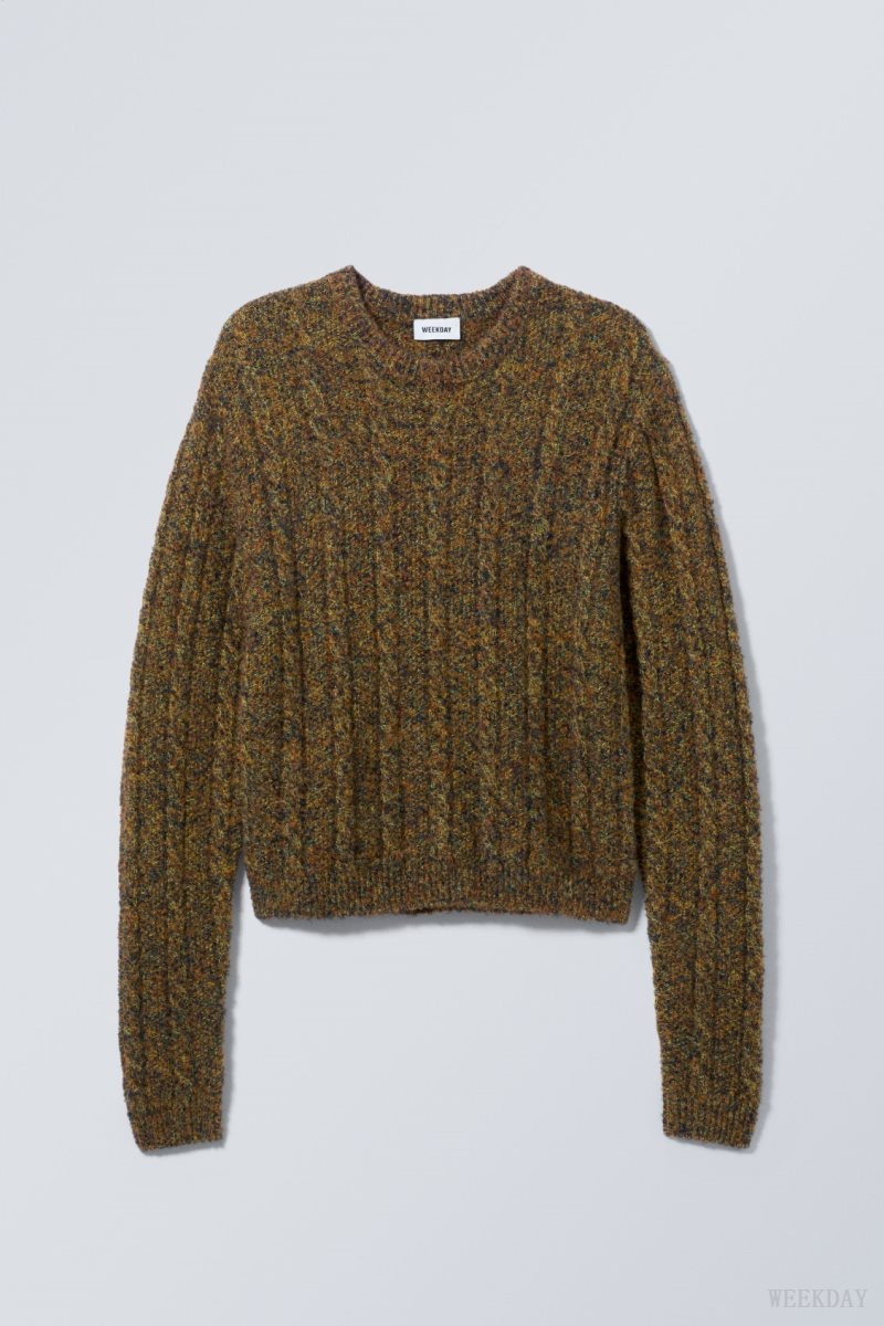 Weekday Jesper ウール Blend Knit Sweater Dusk Moss | QFVS1308