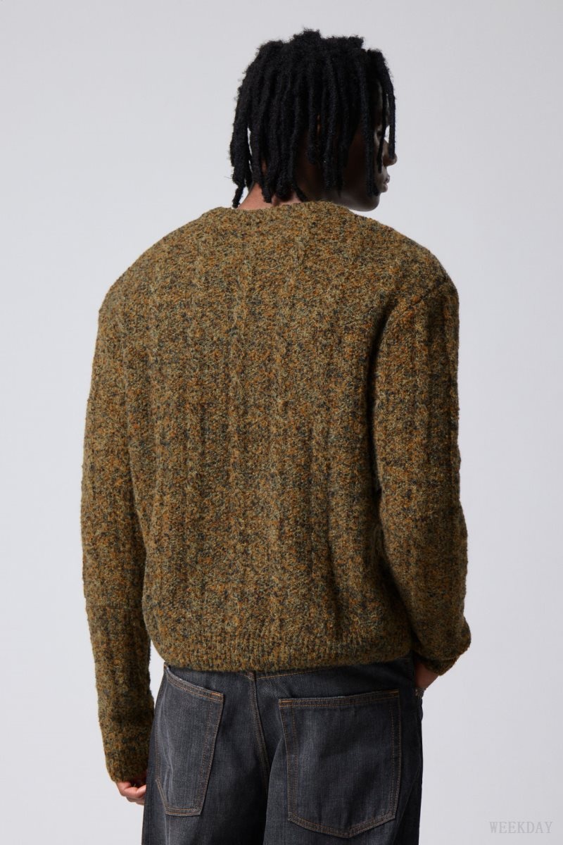 Weekday Jesper ウール Blend Knit Sweater Dusk Moss | QFVS1308