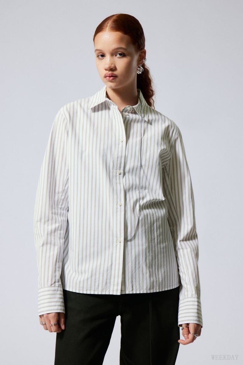 Weekday June Fitted Shirt グレー | QDJY6361