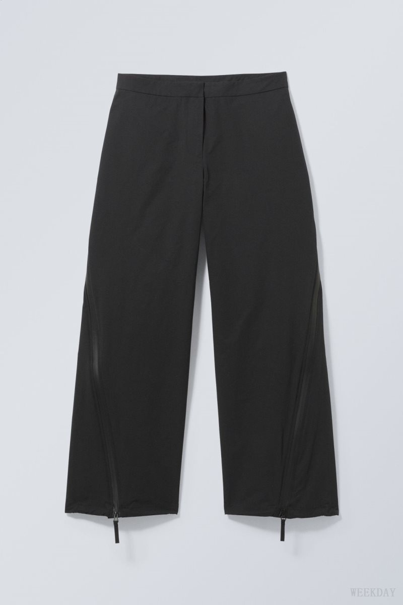 Weekday Junko ナイロン Zip Trousers 黒 | VVPW7114