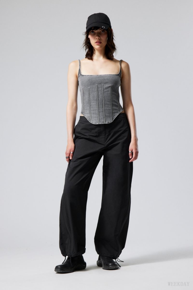 Weekday Junko ナイロン Zip Trousers 黒 | VVPW7114