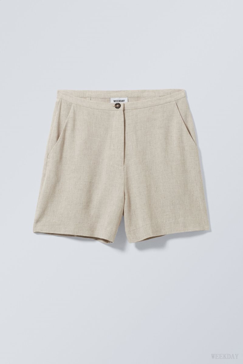 Weekday Kit Linen Mix Shorts Ecru | ABUK3662