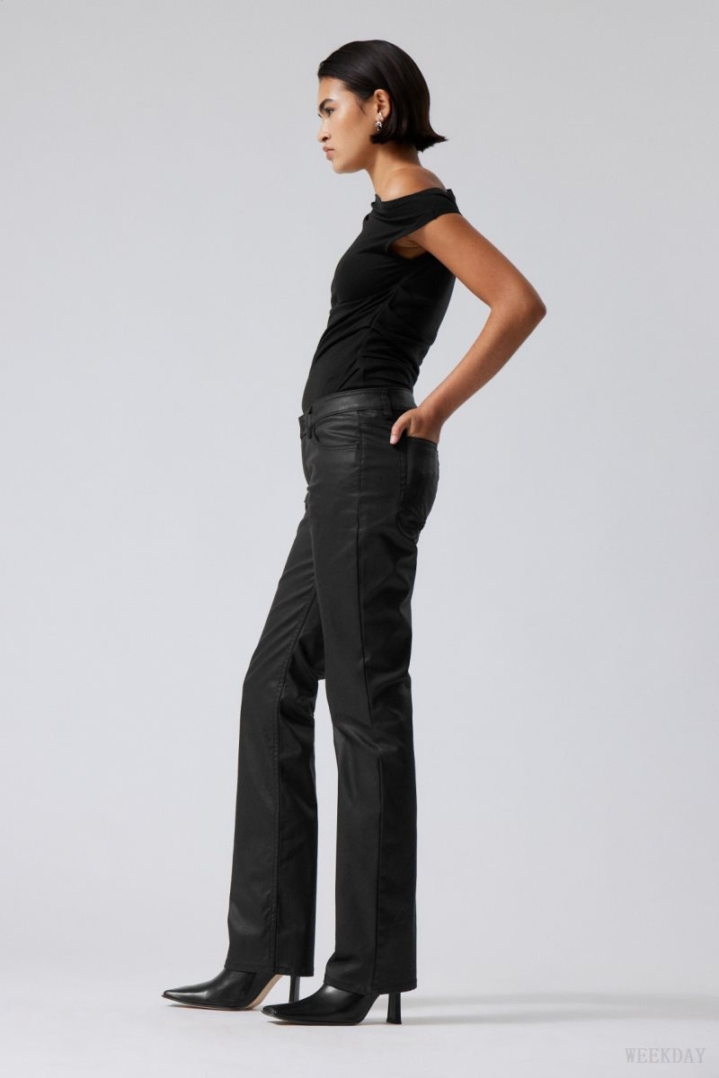 Weekday Lana Coated Trousers 黒 | KTXK7440