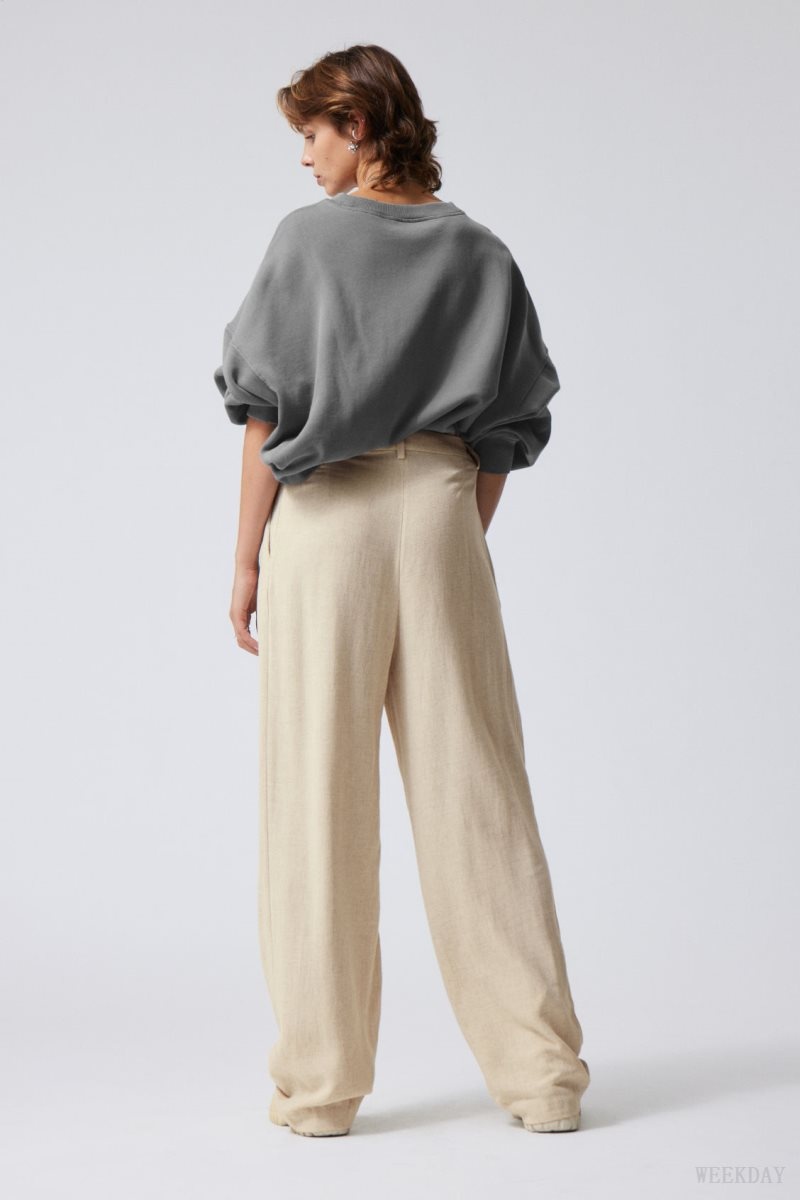 Weekday Lilah Linen Mix Trousers ライトベージュ | VFMJ2766