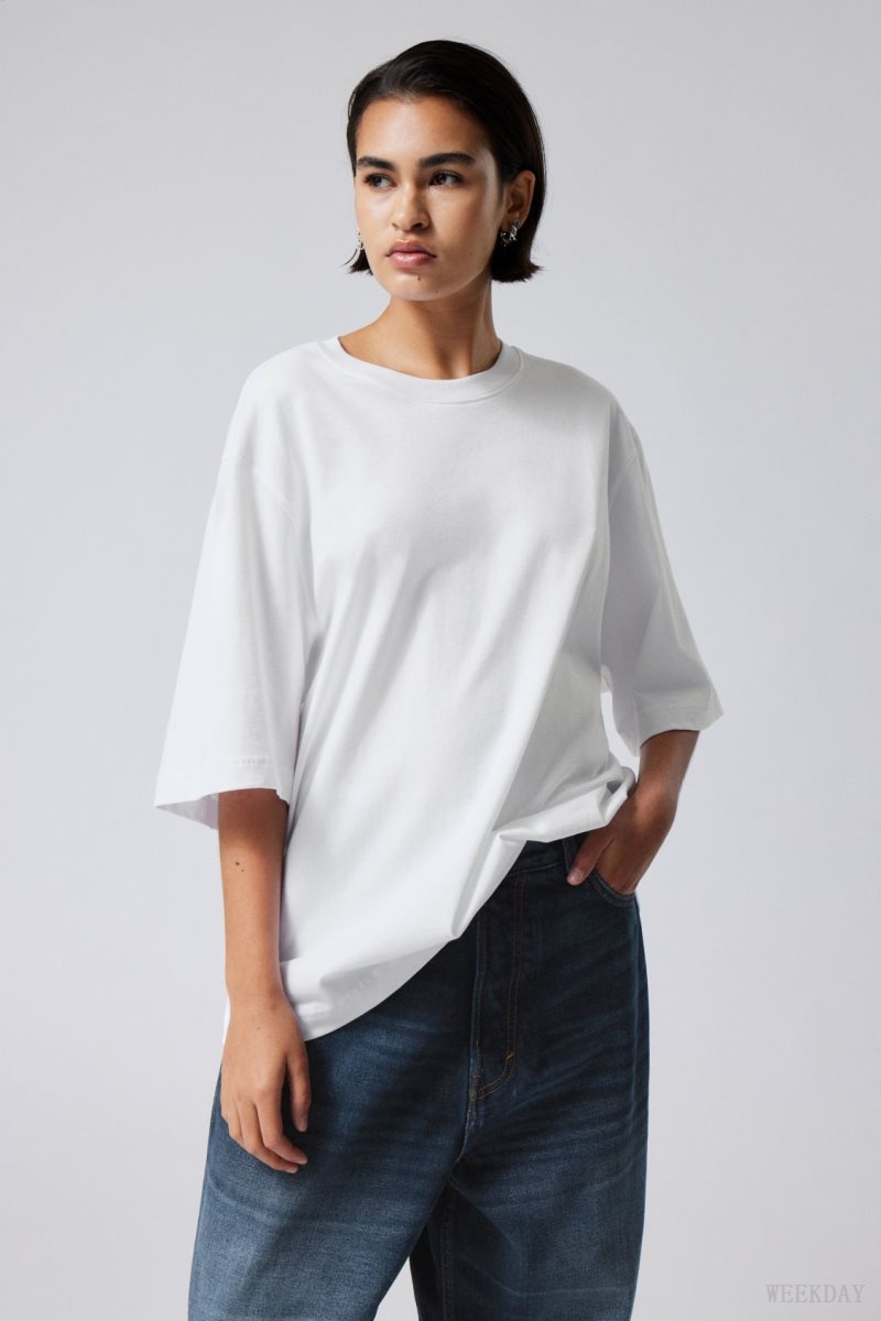 Weekday Loose Oversized Fit T-shirt 白 | IJQG0532