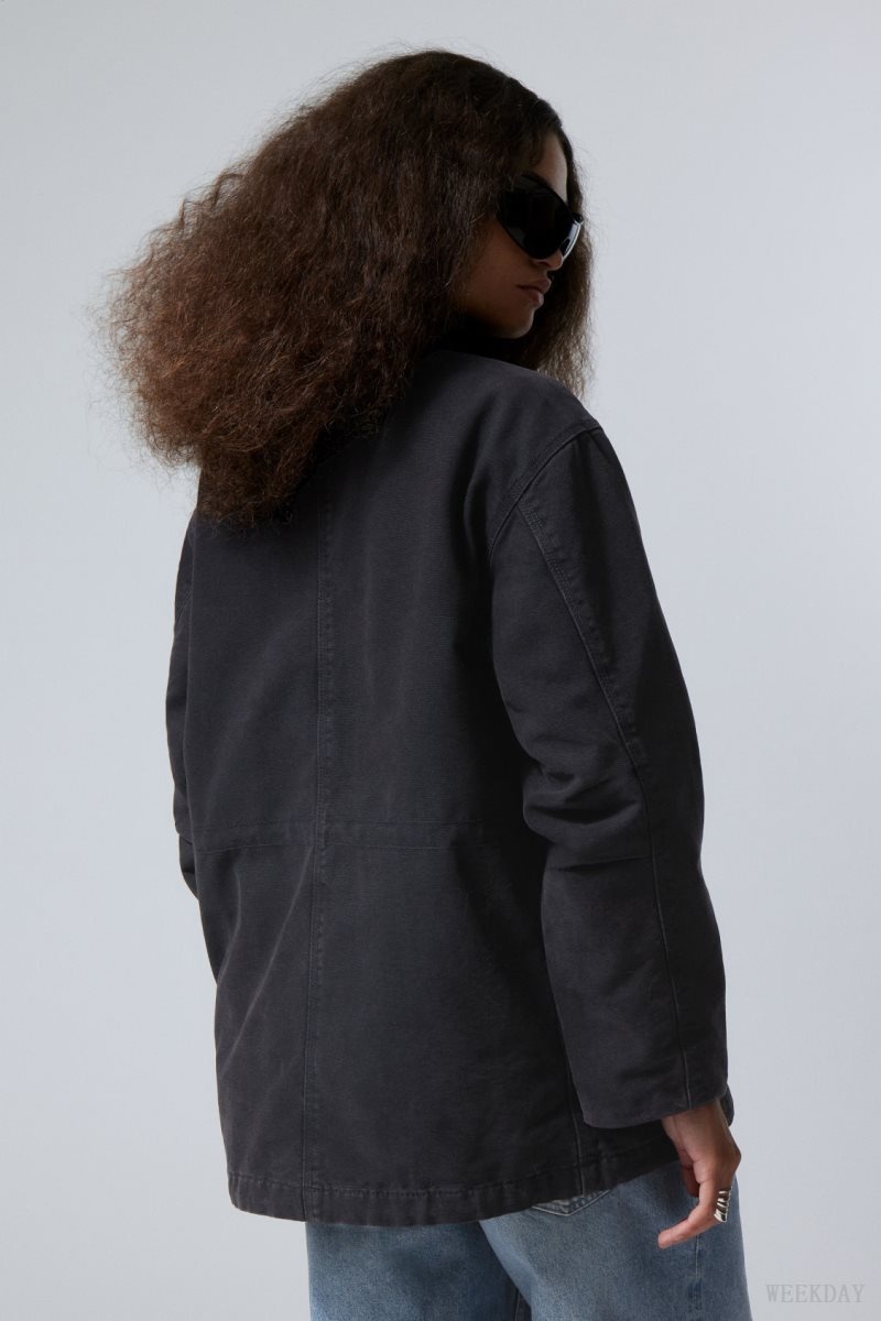 Weekday Luca Washed Parka Jacket 黒 | CKET9730