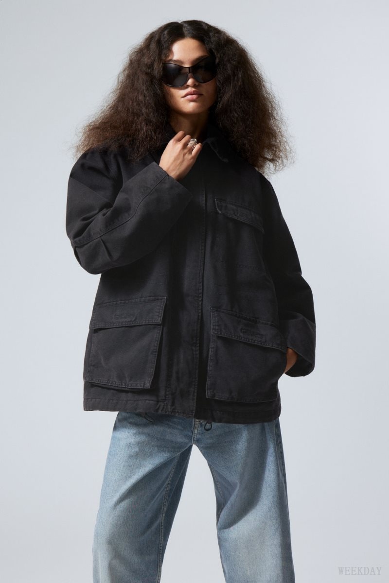 Weekday Luca Washed Parka Jacket 黒 | CKET9730