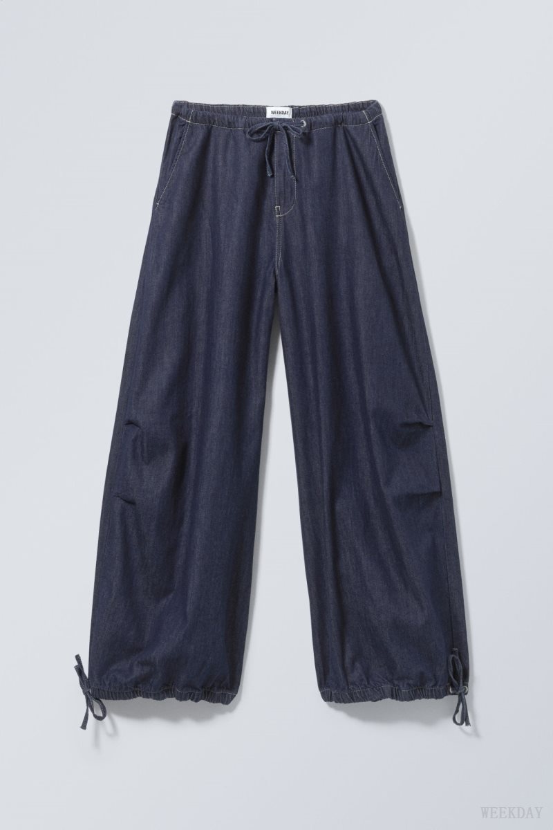 Weekday Luisa Denim Baggy Parachute Trousers 青 | CJAZ4354