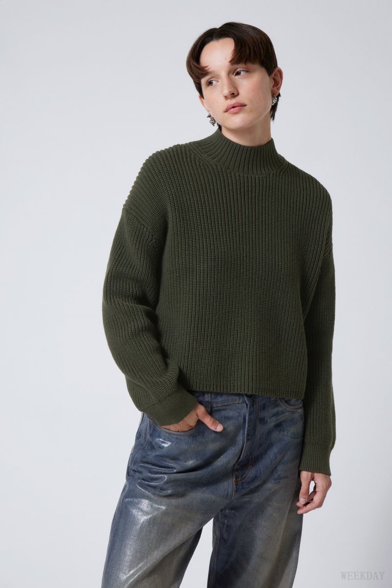 Weekday Lyla Knit Sweater 暗緑 | IVOQ9410