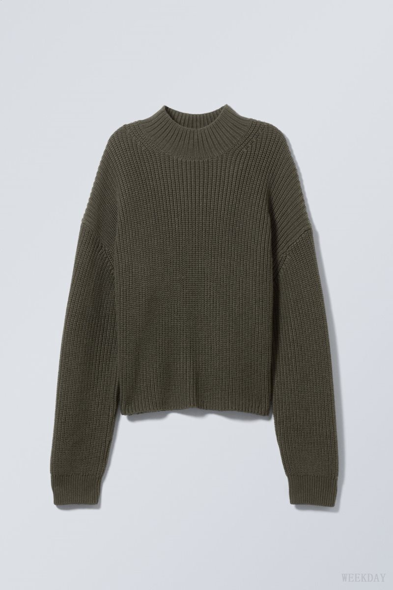 Weekday Lyla Knit Sweater 暗緑 | IVOQ9410