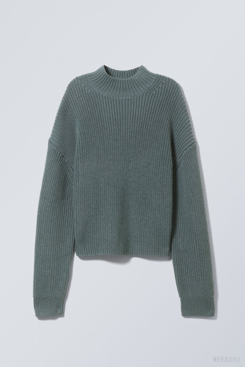 Weekday Lyla Knit Sweater 暗ターコイズ | XRQJ9536