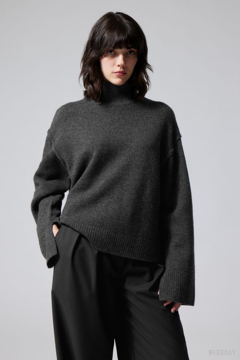 Weekday Maggie ウール Turtleneck 暗グレー | OCPC7913