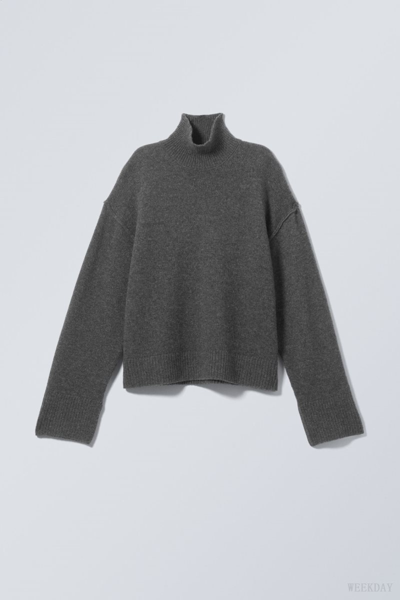 Weekday Maggie ウール Turtleneck 暗グレー | OCPC7913