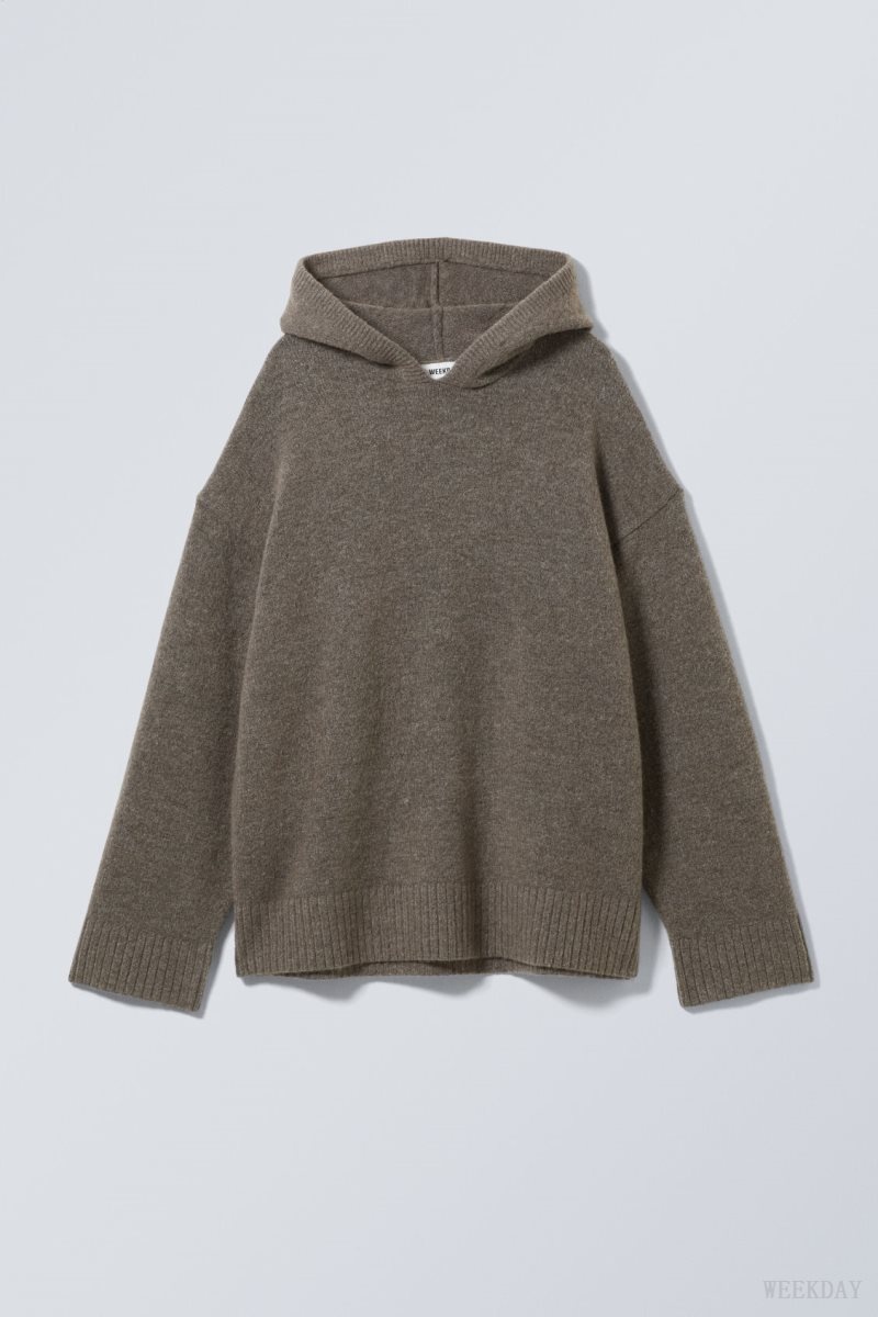 Weekday Marla Oversized Soft Knit Hoodie 暗 | MBUS9701