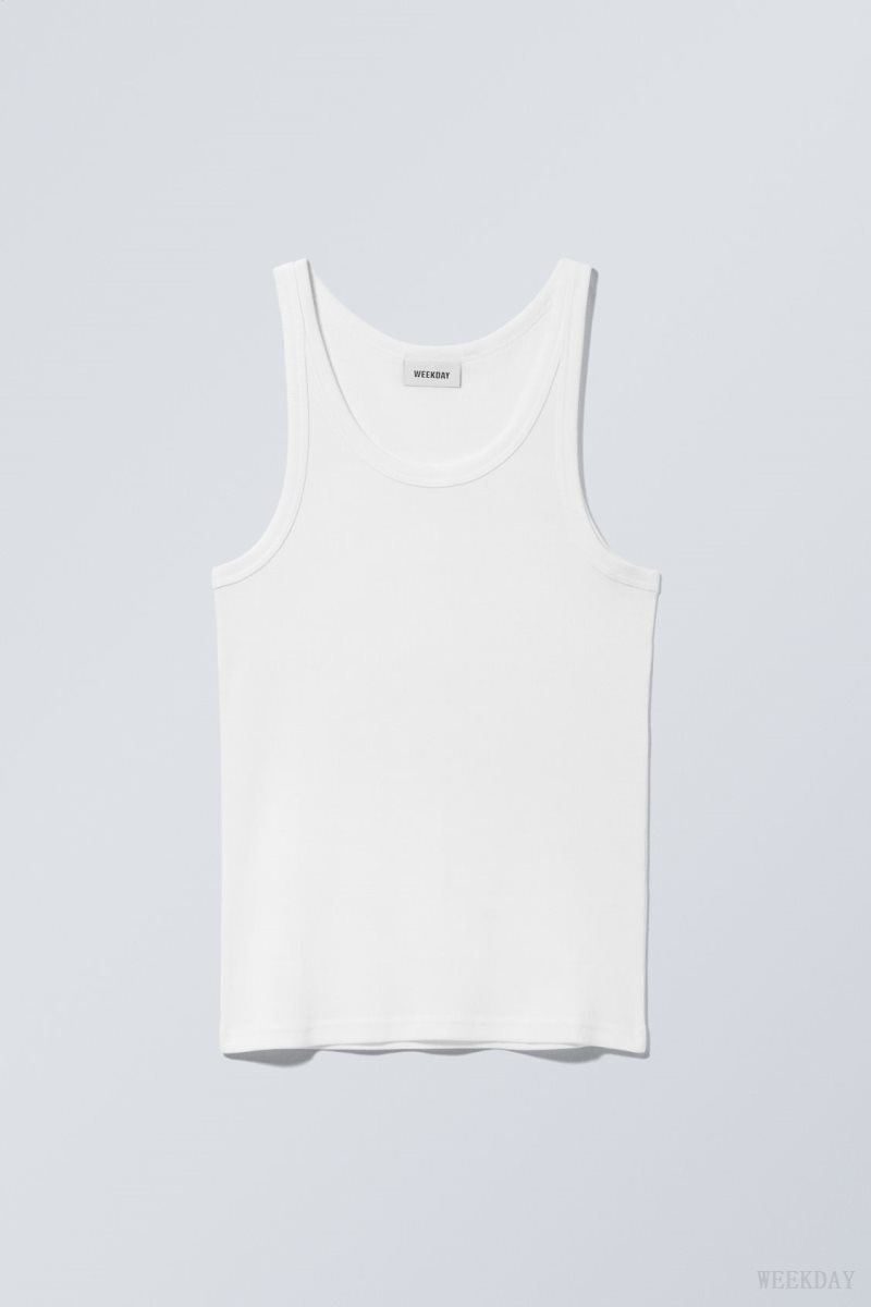 Weekday Matheus Rib Tank Top 白 | ACQX1329