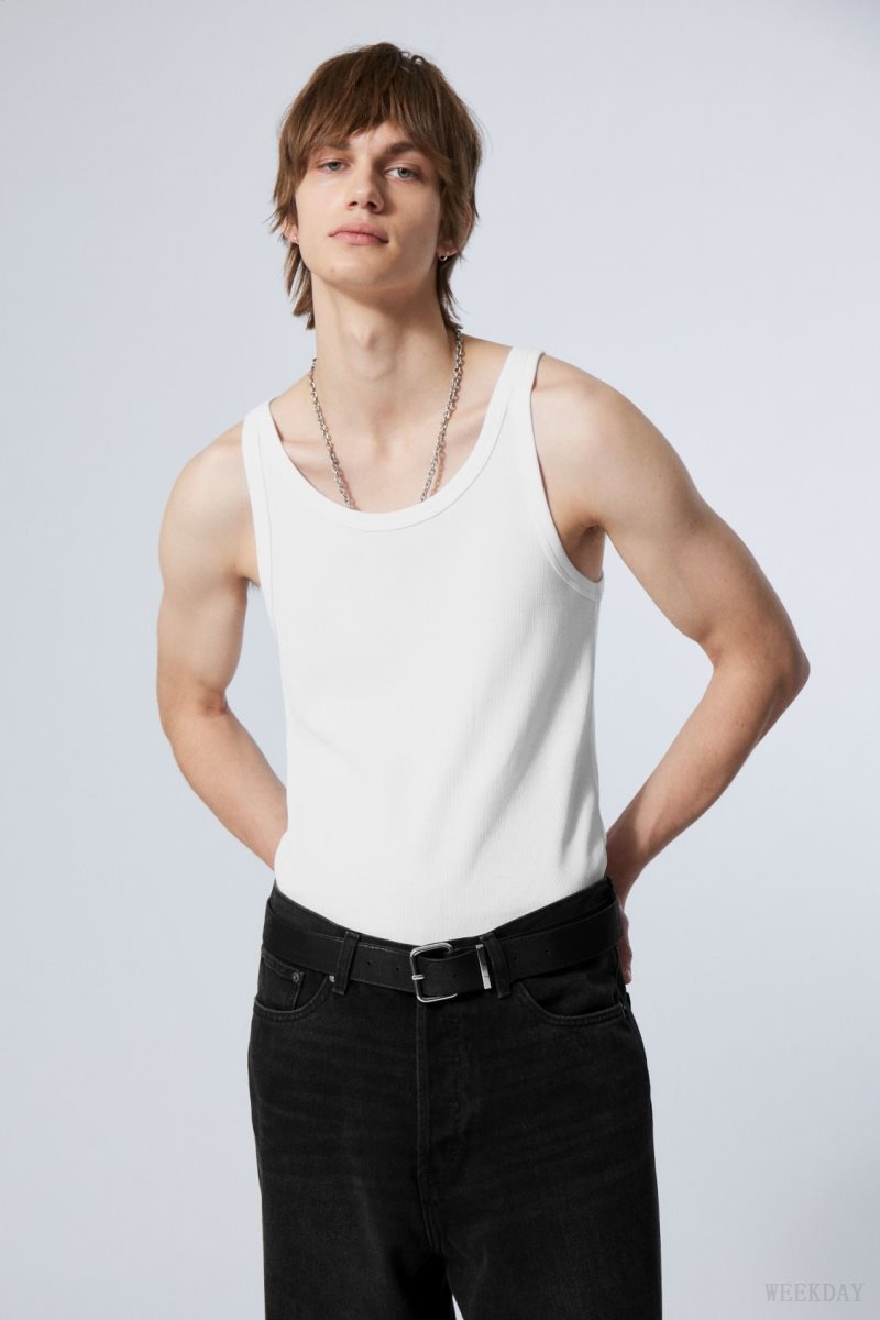 Weekday Matheus Rib Tank Top 白 | ACQX1329