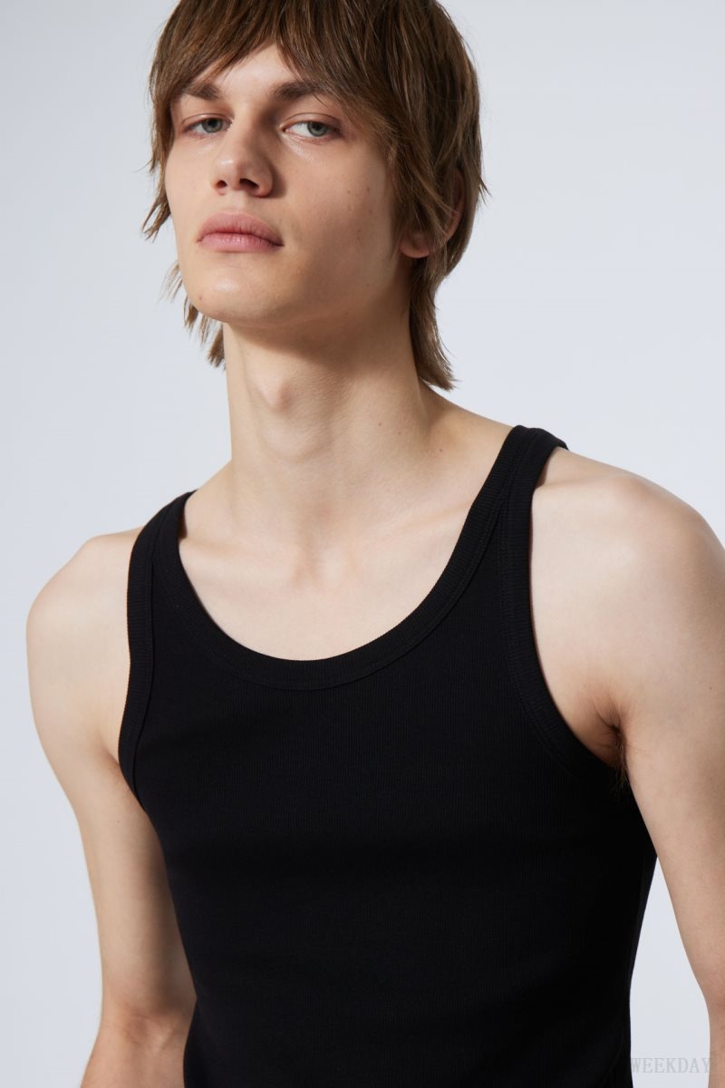 Weekday Matheus Rib Tank Top 黒 | SPEB1226