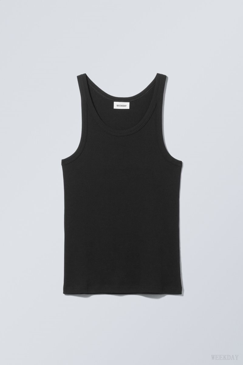 Weekday Matheus Rib Tank Top 黒 | SPEB1226