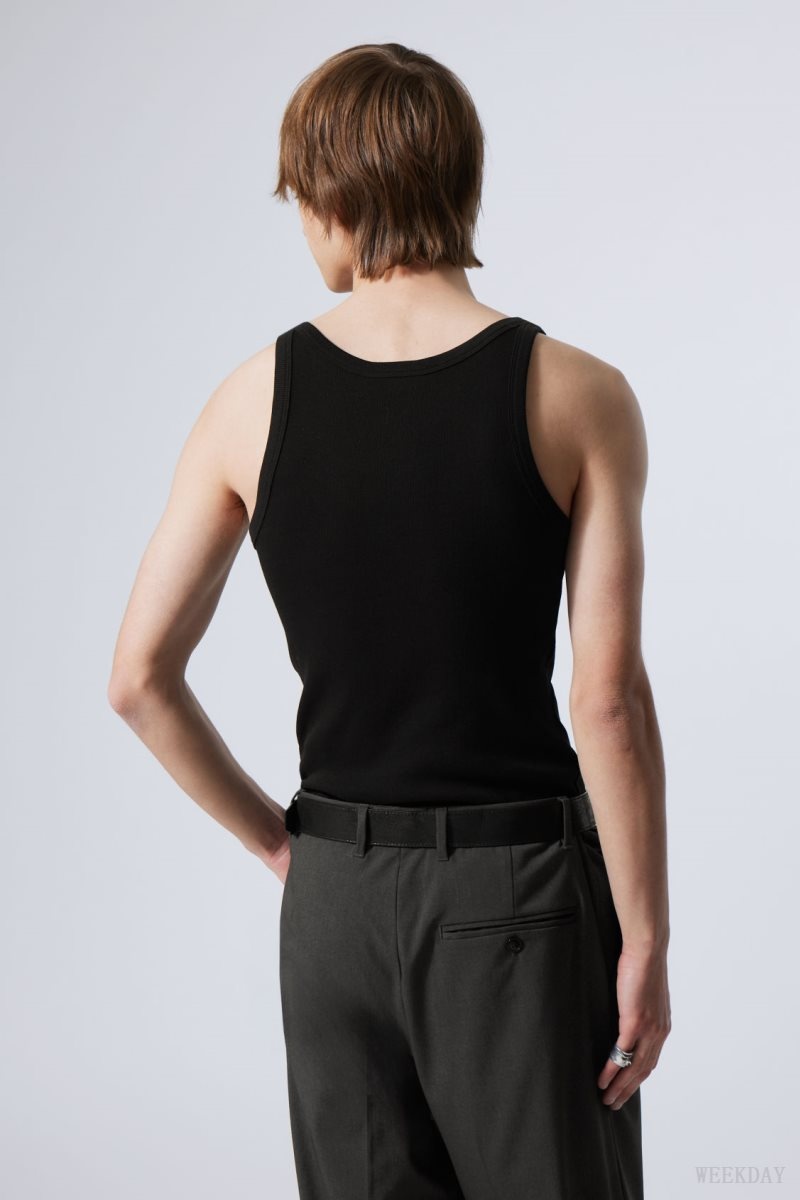 Weekday Matheus Rib Tank Top 黒 | SPEB1226