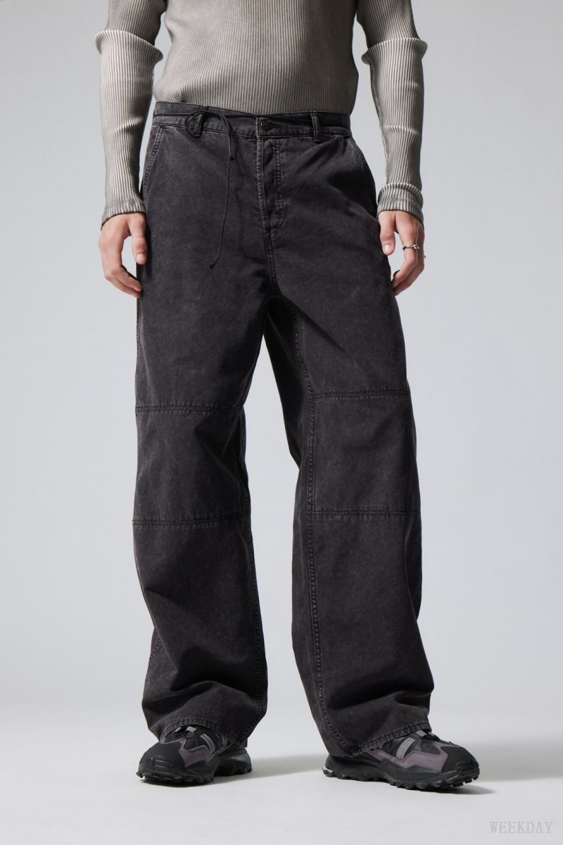 Weekday Micha Loose Workwear Trousers 黒 | UQYU1354