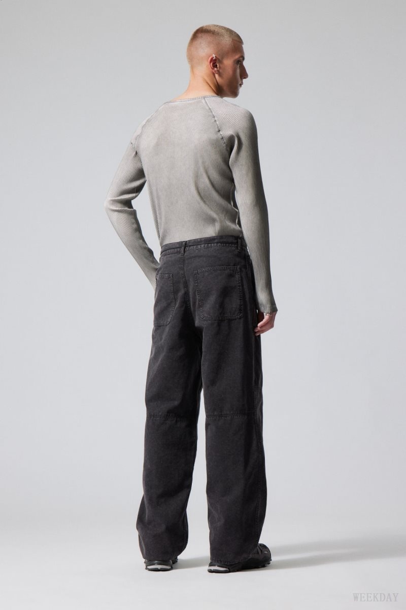 Weekday Micha Loose Workwear Trousers 黒 | UQYU1354