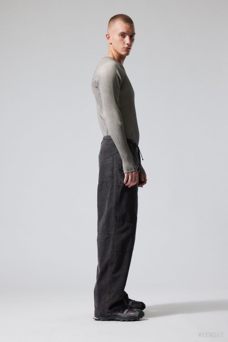 Weekday Micha Loose Workwear Trousers 黒 | UQYU1354