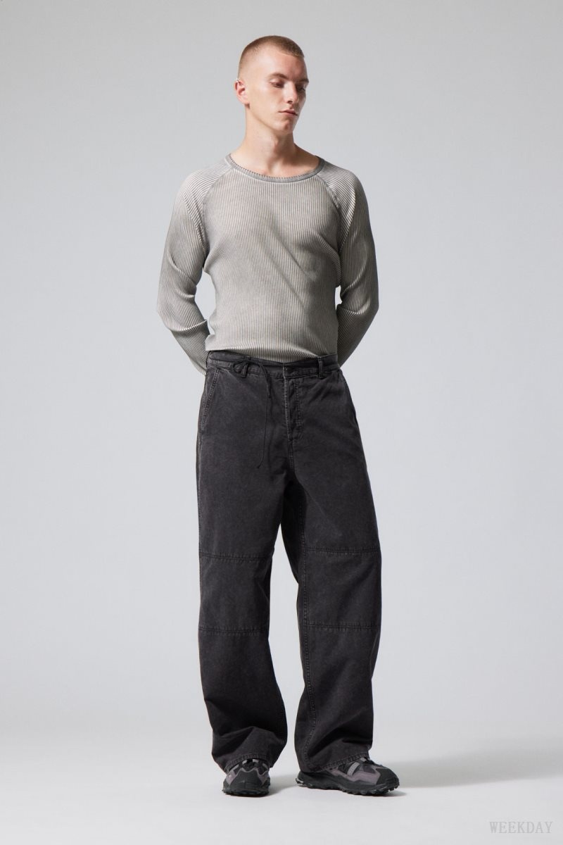 Weekday Micha Loose Workwear Trousers 黒 | UQYU1354