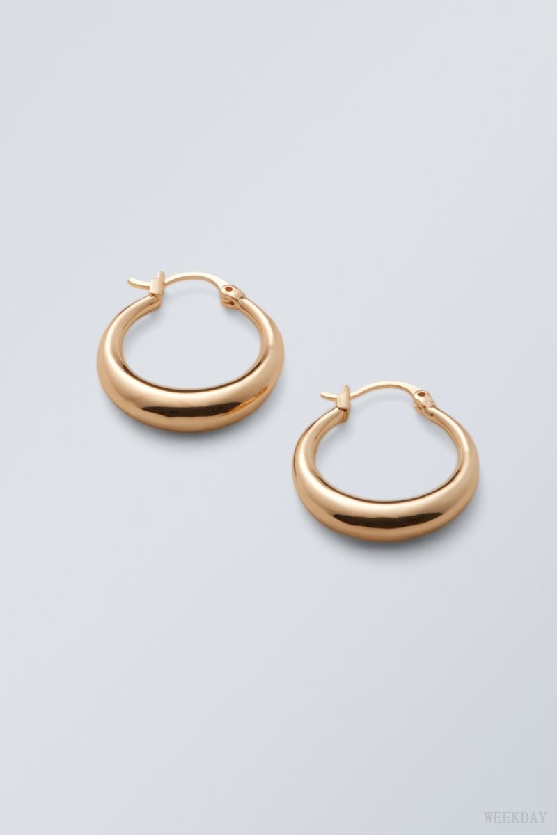 Weekday Mija Hoop Earrings Golden | XMIY4444