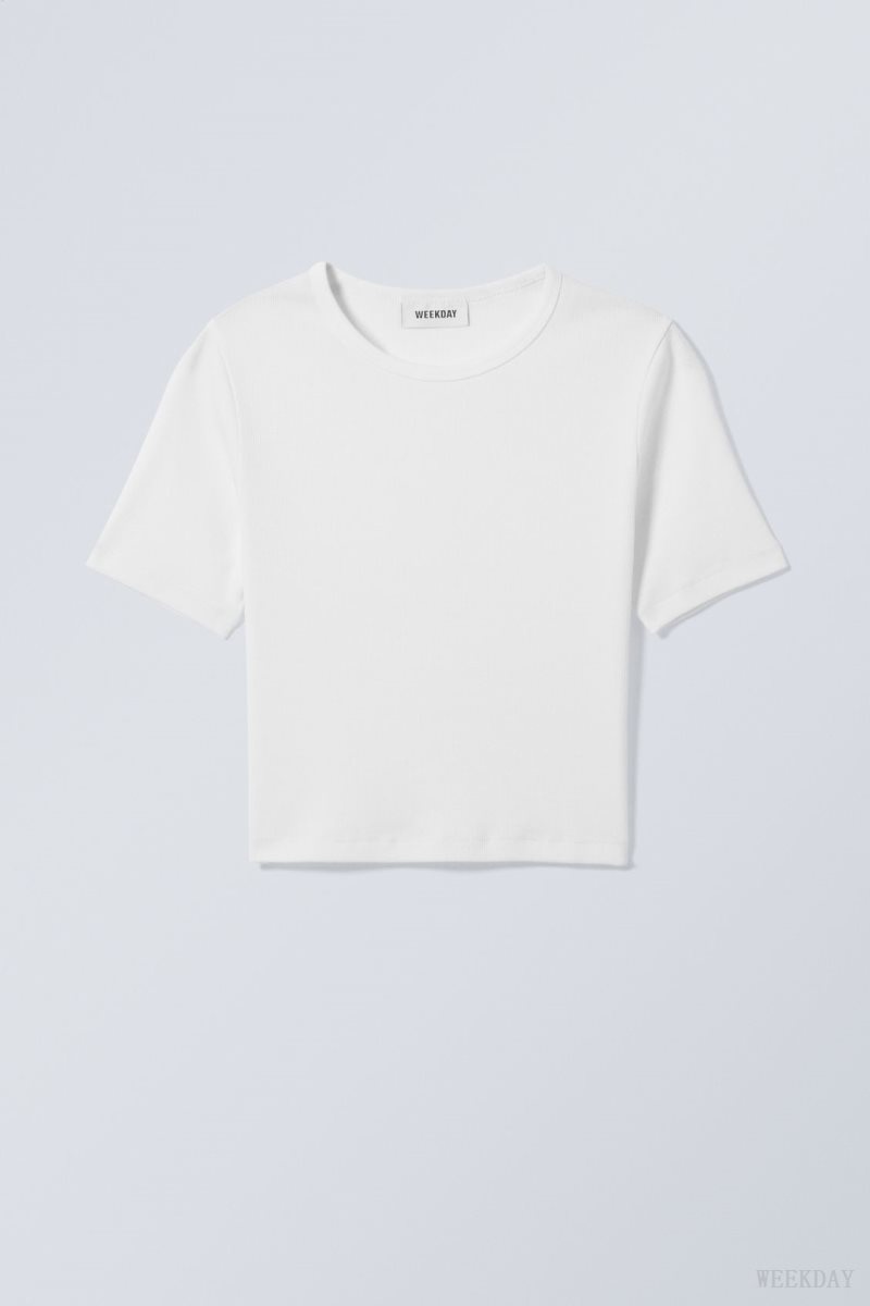 Weekday Mini Rib Crop Top 白 | CPTS9628