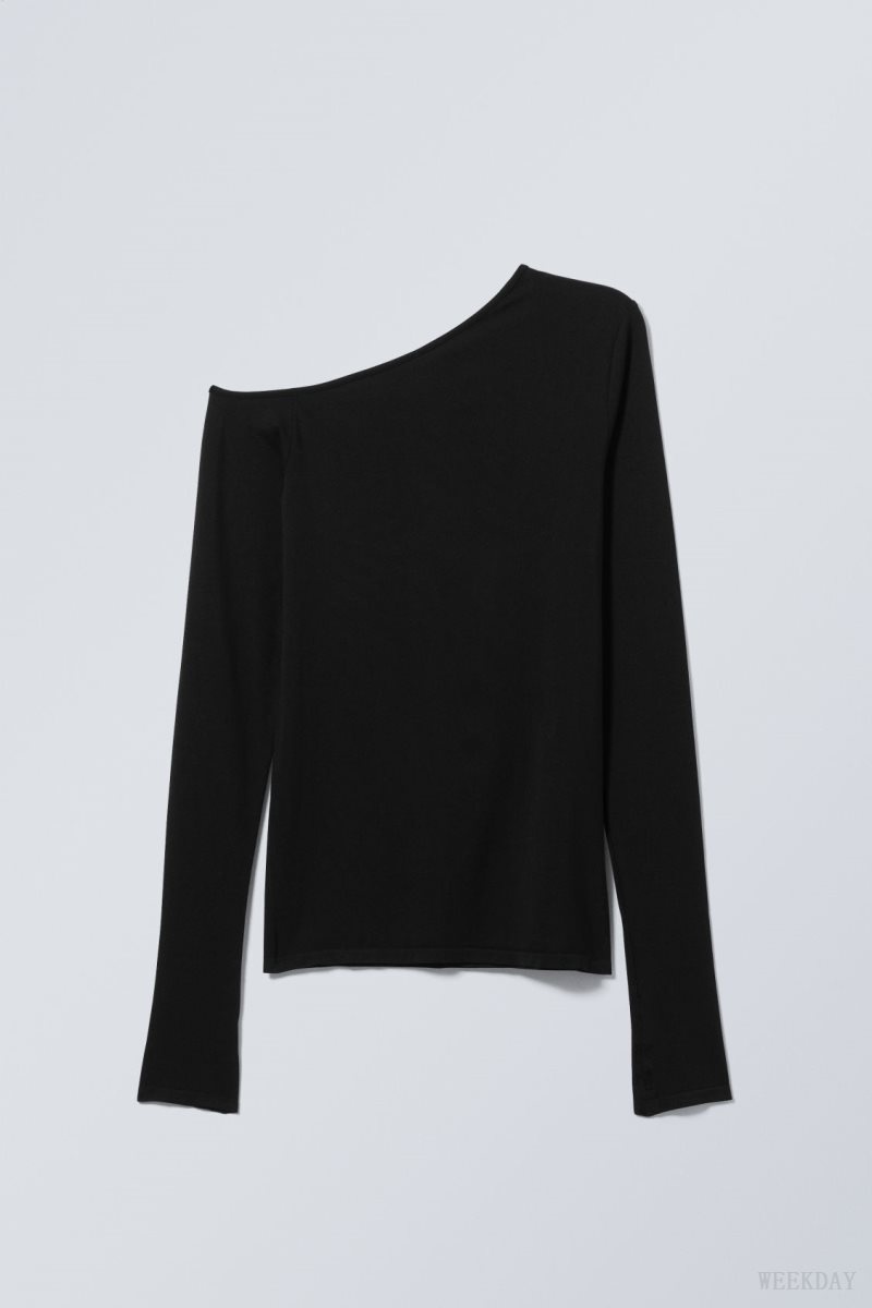 Weekday Myra Seamless Longsleeve Top 黒 | CFPY5555