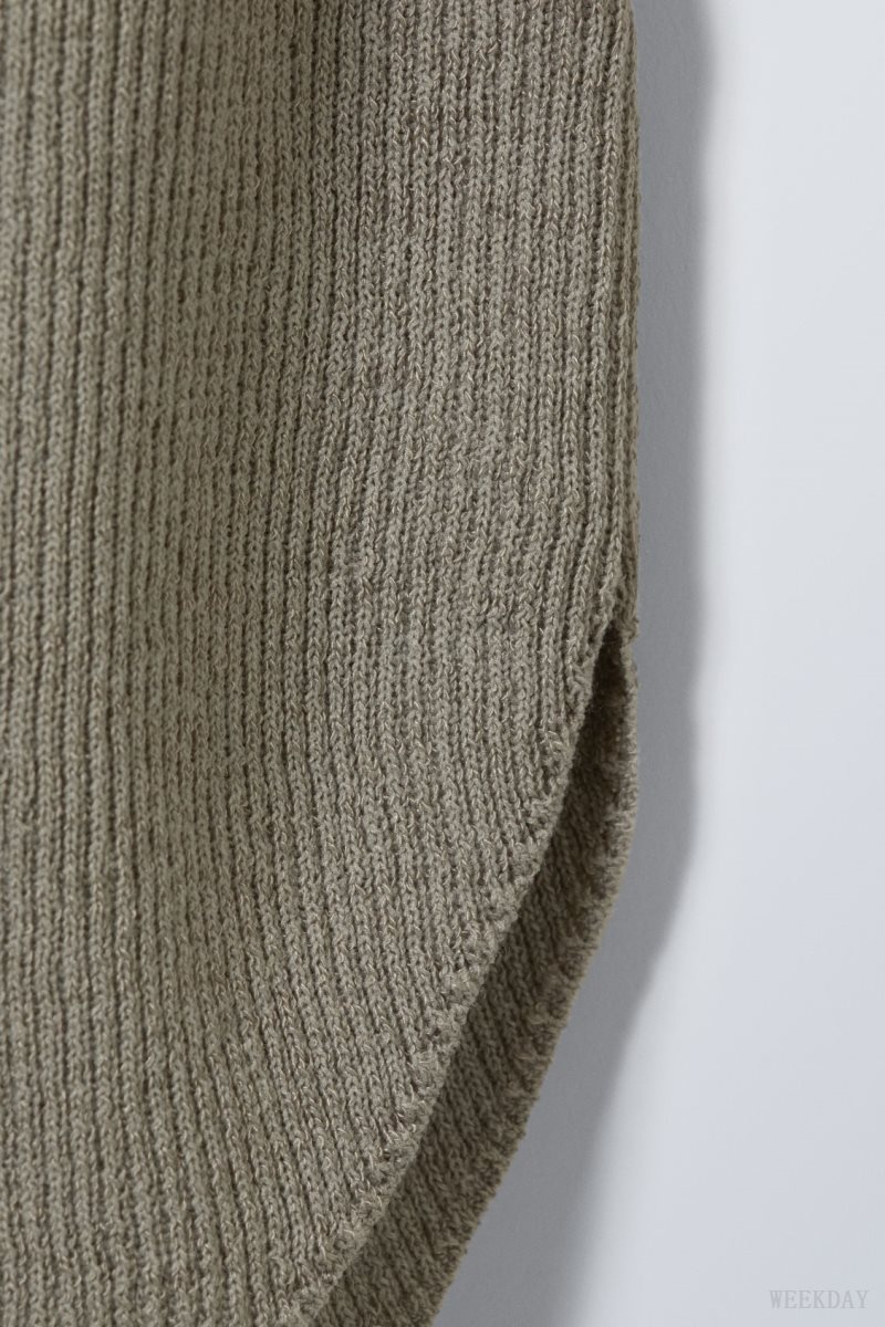 Weekday Nadina Square Neck Sweater グレー ブラウン | QBMD0869