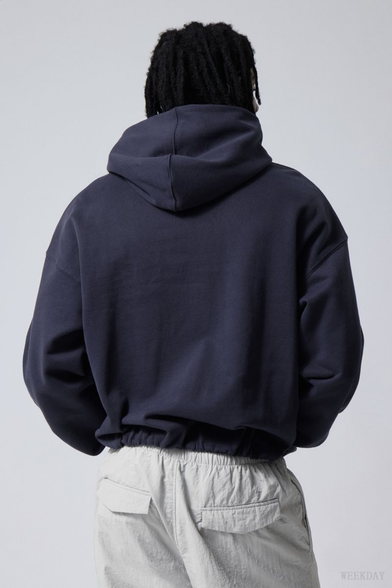 Weekday Nolan Boxy Hoodie 暗青 | WGET0643