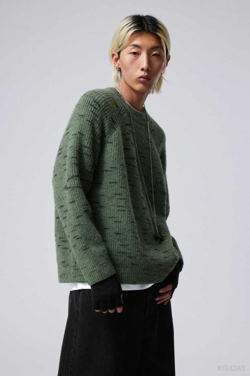 Weekday Norman Relaxed Raglan Sweater 緑 | DDZW8245