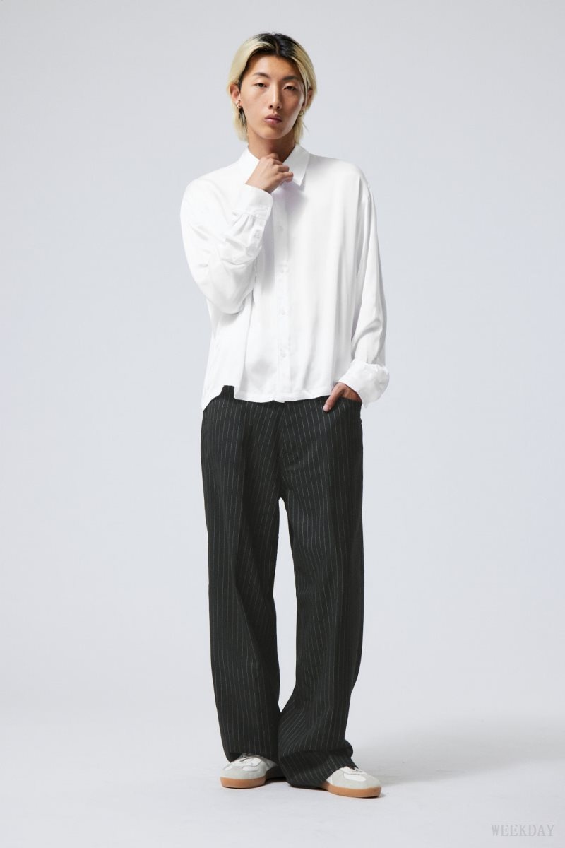 Weekday Oversized Boxy Shiny Shirt 白 | GUBV9842