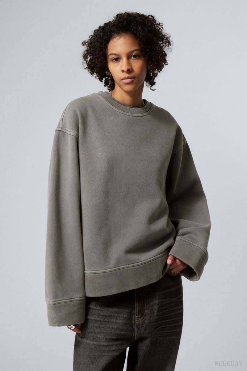 Weekday Oversized Heavyweight Sweatshirt グレー | WFDB3135