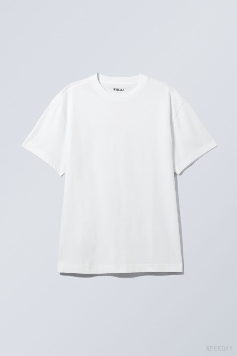 Weekday Oversized Heavyweight T-shirt 白 | CDZZ8753