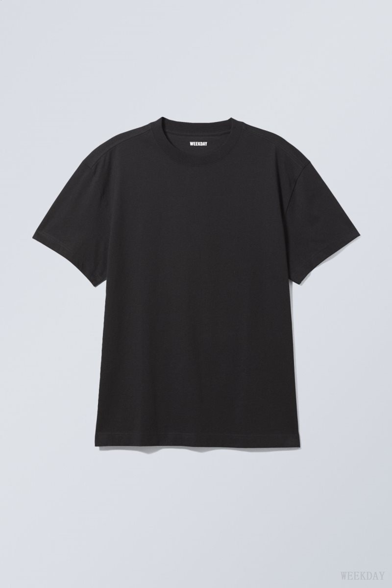 Weekday Oversized Heavyweight T-shirt 黒 | LGJN9502