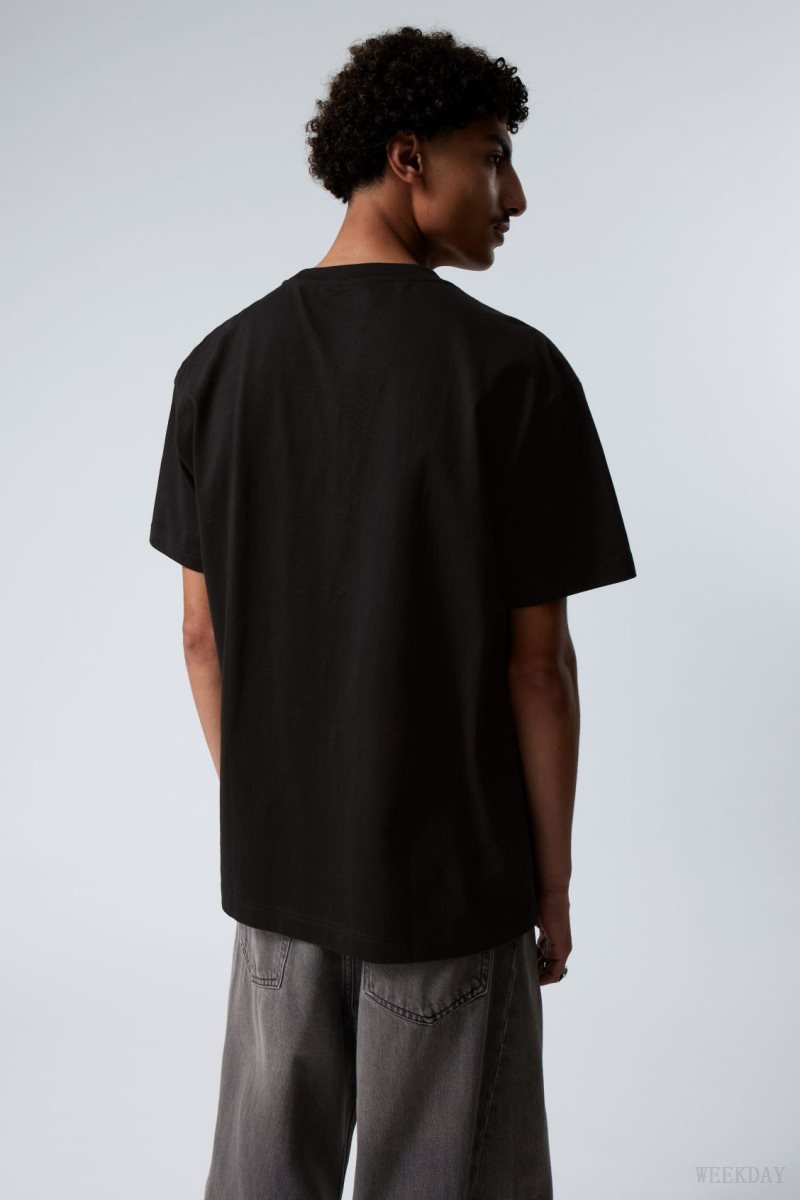 Weekday Oversized Heavyweight T-shirt 黒 | LGJN9502