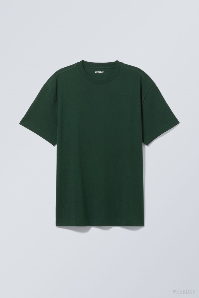 Weekday Oversized Heavyweight T-shirt 暗緑 | NGTF8522