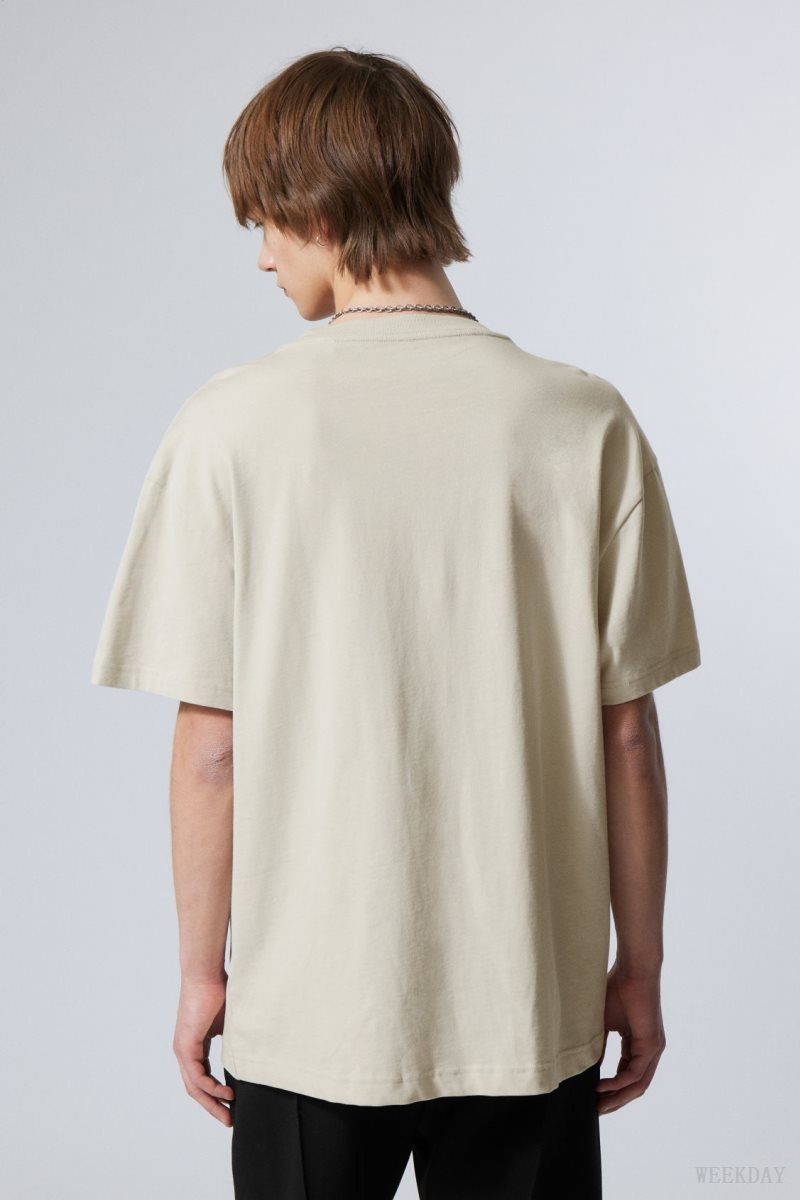 Weekday Oversized Heavyweight T-shirt ベージュ | QZVB2008