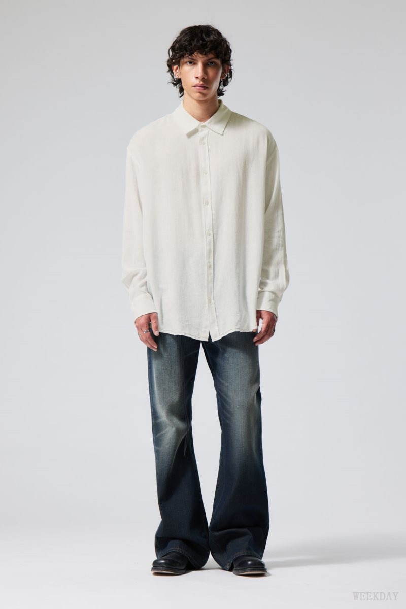 Weekday Oversized Linen Shirt 白 | PDPB2421