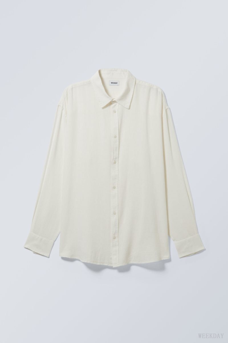 Weekday Oversized Linen Shirt 白 | PDPB2421