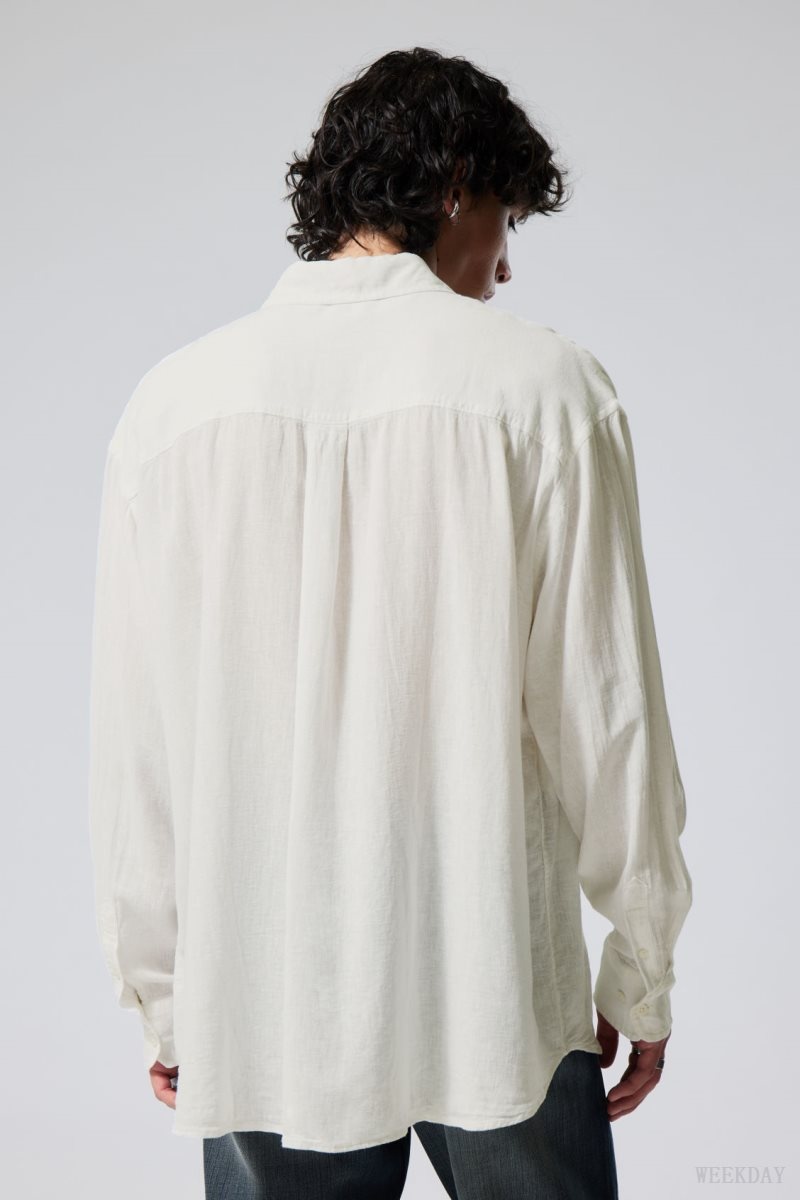 Weekday Oversized Linen Shirt 白 | PDPB2421